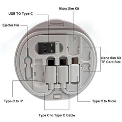 New Portable Multifunctional Mini 60Watt Cable Kit Set Storage Box 60W Quick Charge 6 In 1 Usb Charging Type C Data Cable Set