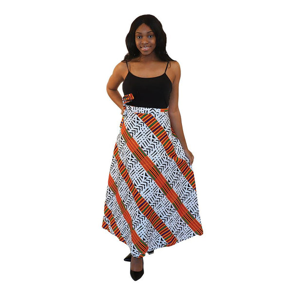 Kente/mud Print Wrap Skirt Womens Skirts