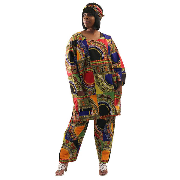 Traditional Patchwork Print Pant Set African Pant Suits