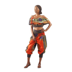 Traditional Print Halter Top & Pants African Pant Suits