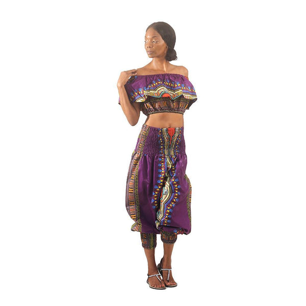 Traditional Print Halter Top & Pants African Pant Suits