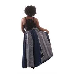 Denim & Black Trad Print Long Skirt Womens Skirts