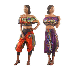 Traditional Print Halter Top & Pants African Pant Suits