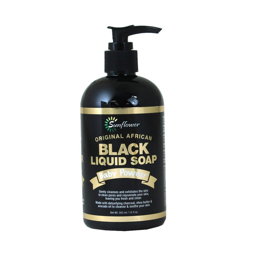 Liquid Black Soap: Baby Powder - 12 Oz. African Soap