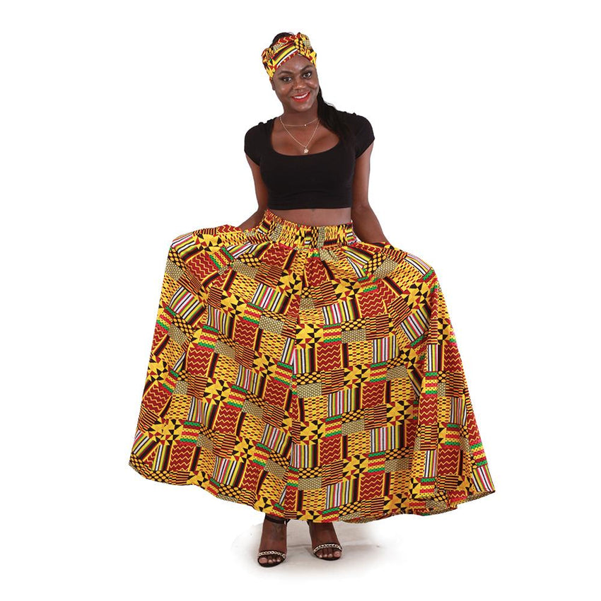 Patchwork Kente Long Skirt Womens Skirts