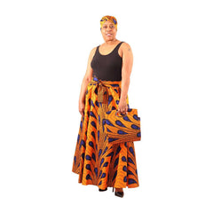 Orange Peacock Palla Skirt & Bag Set Womens Skirts