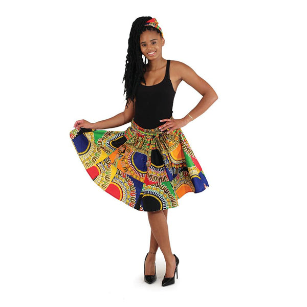 Traditional Patchwork Print Mini Skirt Womens Skirts