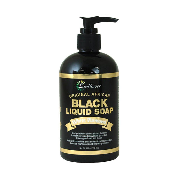 Liquid Black Soap: White Diamond - 12 Oz African Soap