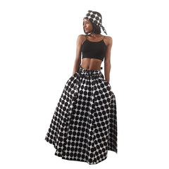 White & Black - Polka Dot Maxi Skirt Womens Skirts