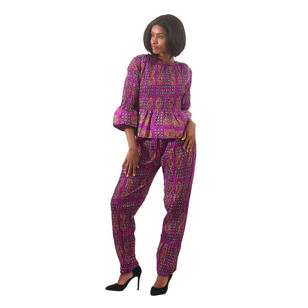 Purple Afrocentric Pant Set African Pant Suits