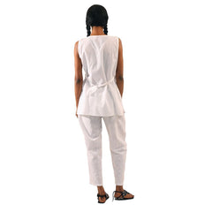 Shimmering White Embroidered Pant Set African Pant Suits