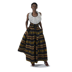 Kente #4 Black Long Skirt Womens Skirts