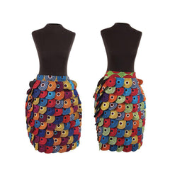 Multi-Color Circle Print Skirt Womens Skirts