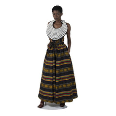 Kente #4 Black Long Skirt Womens Skirts