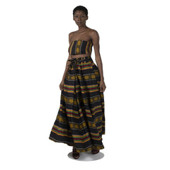 Kente #4 Black Long Skirt Womens Skirts