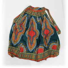 Traditional Print Paneled Skirt Green Womens Skirts