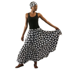 Polka Dot Long Skirt Black Womens Skirts