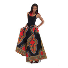 Traditional Print Wrap Skirt Black Womens Skirts