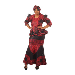 Traditional Print Luxury Skirt Set Black/red Womens Skirts