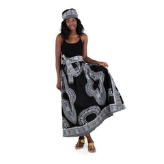 Traditional Print Panel Skirt Black/white Womens Skirts