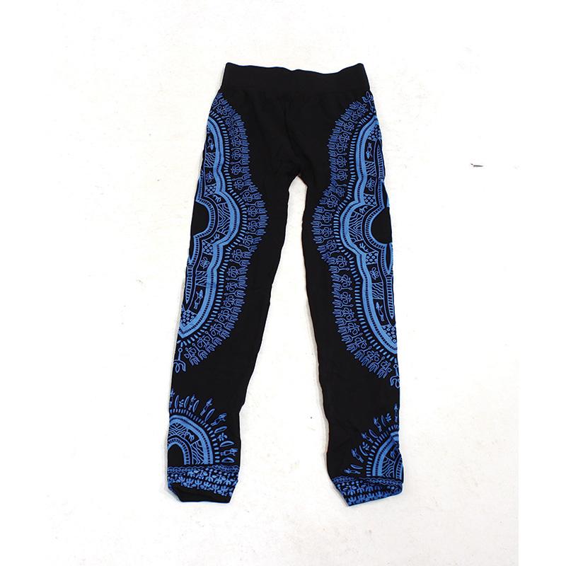 Traditional Print Black Leggings Blue African Pant Suits