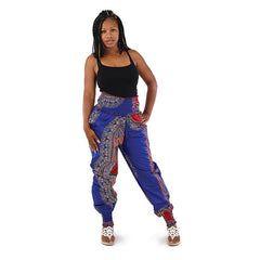 Traditional Print Harem Pants Blue African Pant Suits