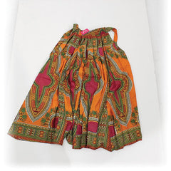 Traditional Print Paneled Skirt Orange Womens Skirts