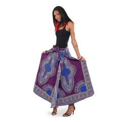 Traditional Print Wrap Skirt Purple Womens Skirts