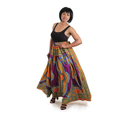 Traditional Print Paneled Skirt Purple Womens Skirts