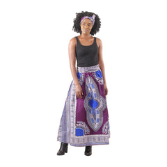 Traditional Print Panel Skirt Purple Womens Skirts