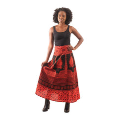 Peacock Long Skirt Red Womens Skirts