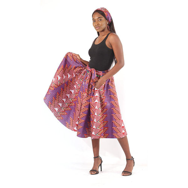 Interwoven Print Skirt Red Womens Skirts