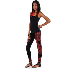 Traditional Print Black Leggings Red African Pant Suits